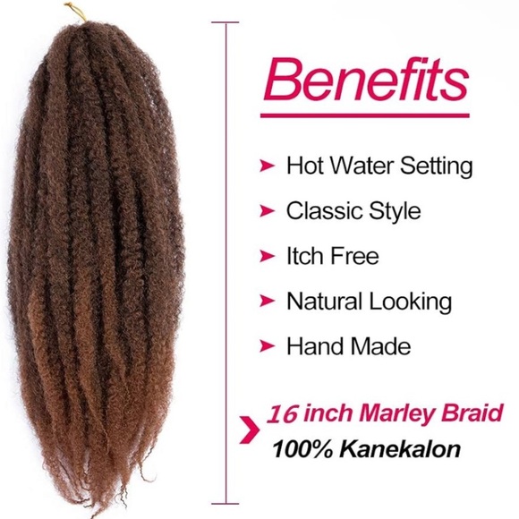 ZRQ 8 Packs Marley Afro Twist Braid 14 inch Ombre Brown Marley T1B/27 - Picture 3 of 10